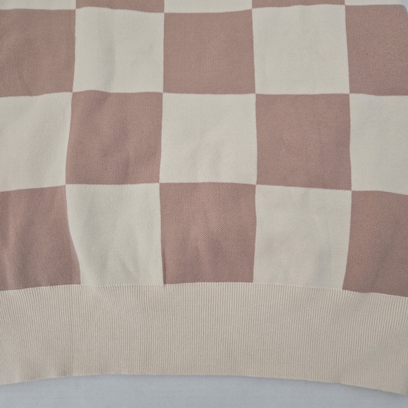 LILLUSORY Women's Oversized Crewneck Ribbed Checkered Sweater MEDIUM - Picture 7 of 12